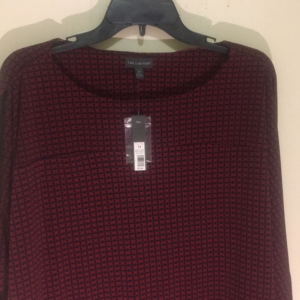 Cranberry and black blouse